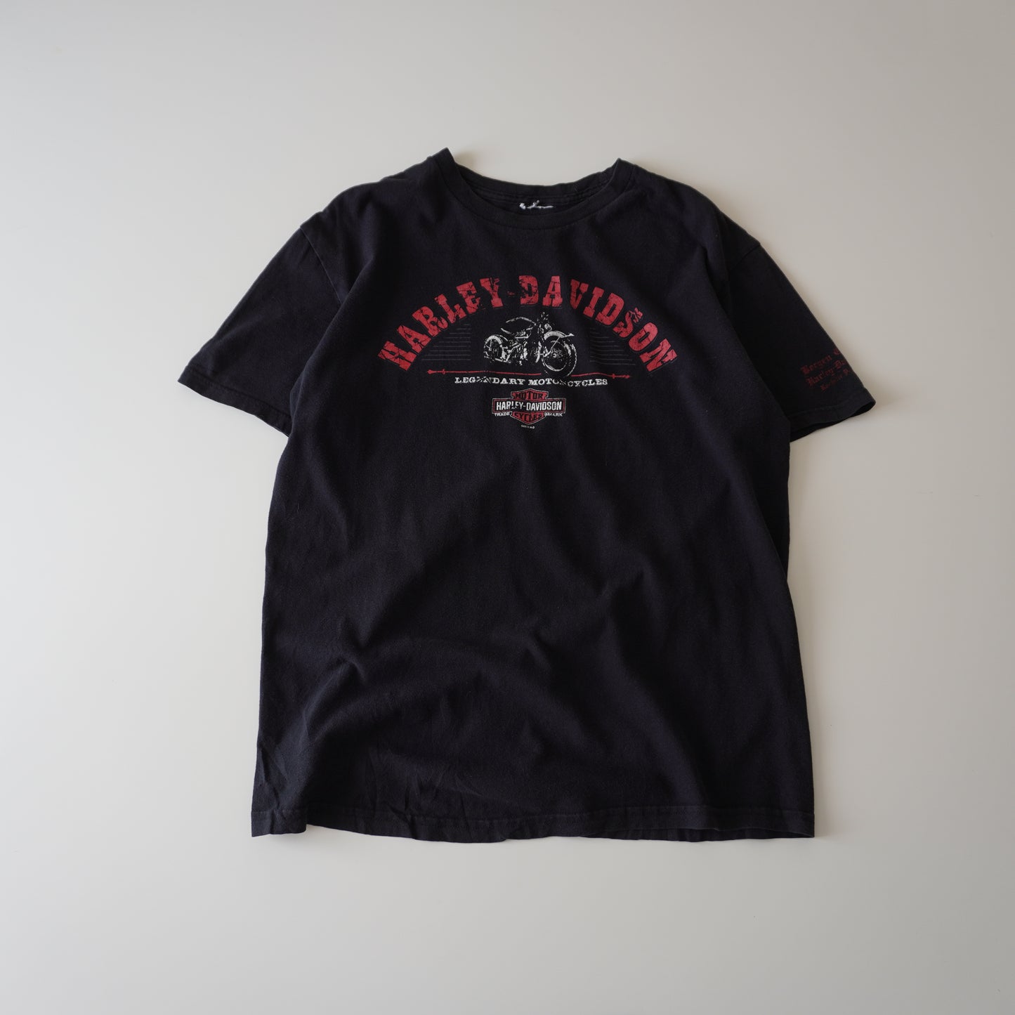 Thrifted – Polera Harley-Davidson 2013 Negra con Letras Rojas | Largo 69 cm | Ancho 58 cm