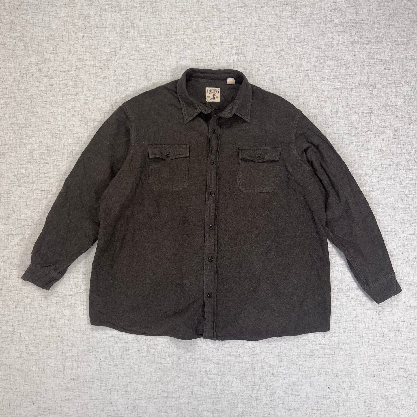 Thrifted – Camisa Franela Gruesa Red Head Café Talla 3XL