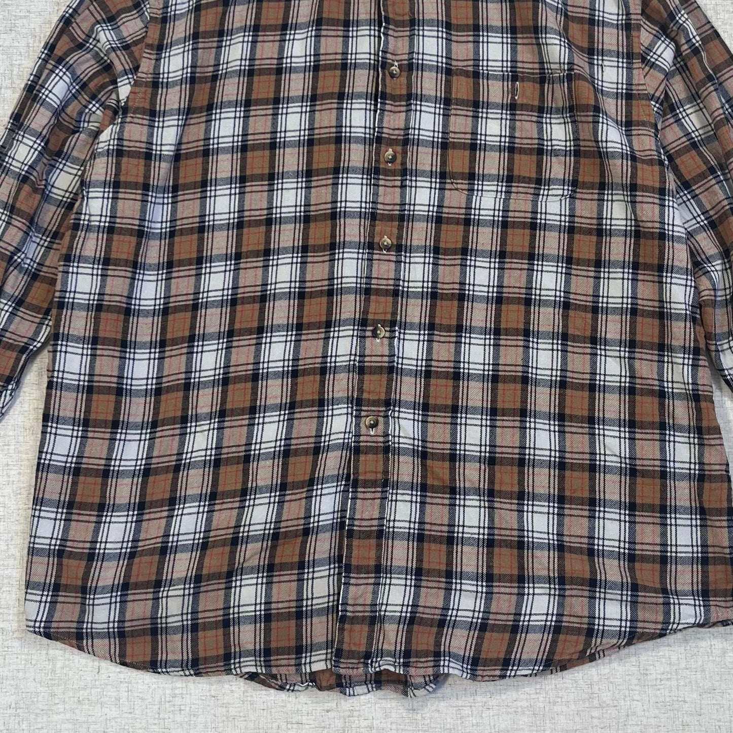 Thrifted – Camisa Invierno Tricolor Café Talla XXL | Hombros 53 cm | Largo 78 cm