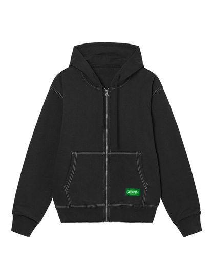 Poleron Hoodie Negro Oversized con Cierre