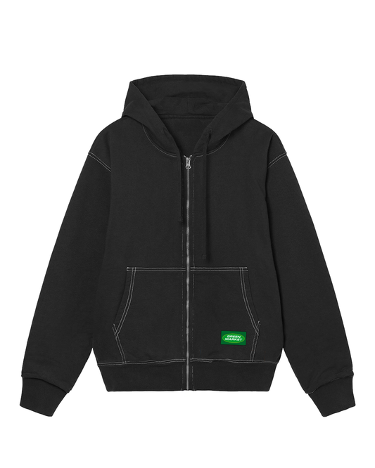 Poleron Hoodie Negro Oversized con Cierre