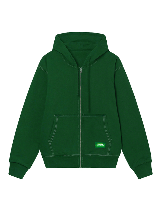 Poleron Hoodie Verde Oversized con Cierre
