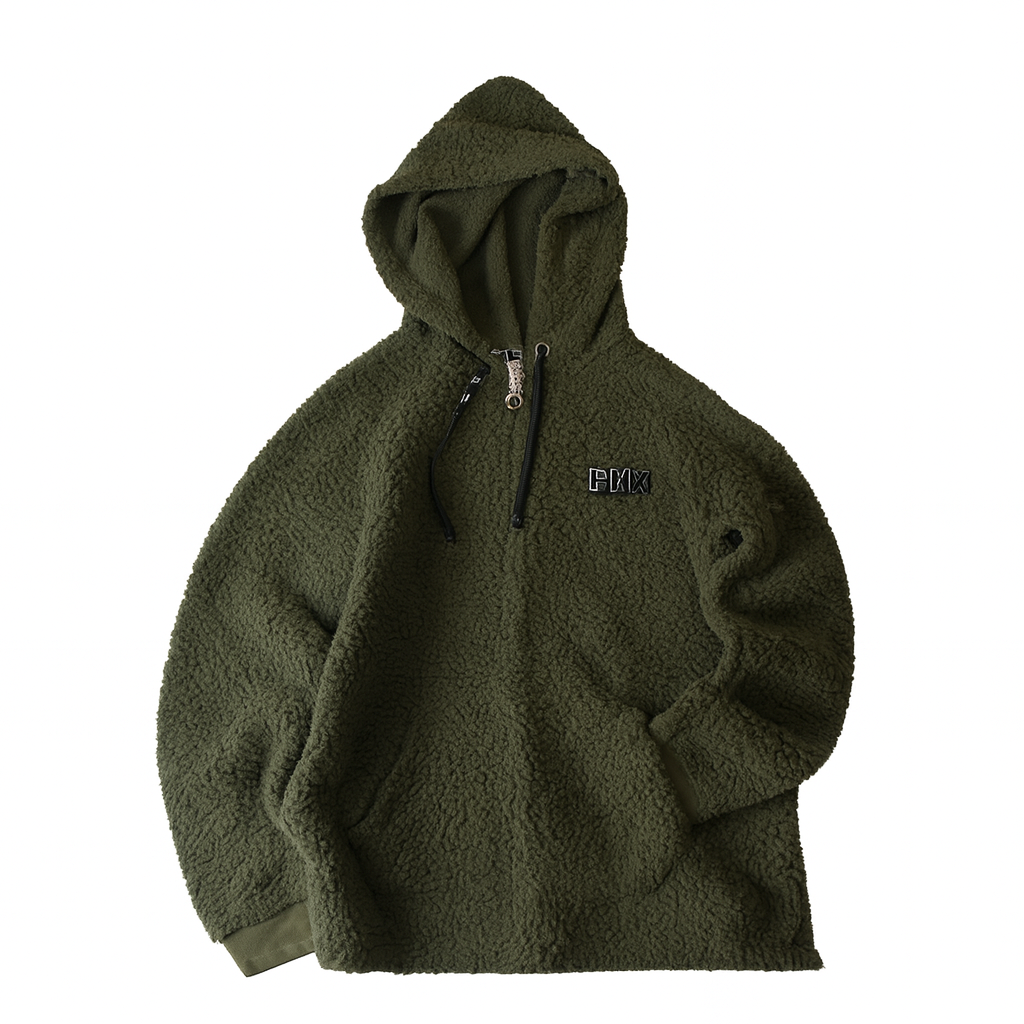 Thrifted - Polar “PINK“ Furry Verde Olivo / Talla S, 55 ancho, 65 largo 