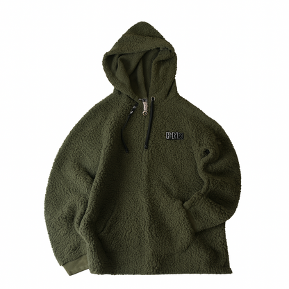 Thrifted - Polar “PINK“ Furry Verde Olivo / Talla S, 55 ancho, 65 largo 