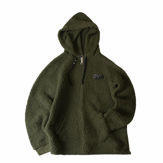 Thrifted - Polar “PINK“ Furry Verde Olivo / Talla S, 55 ancho, 65 largo 