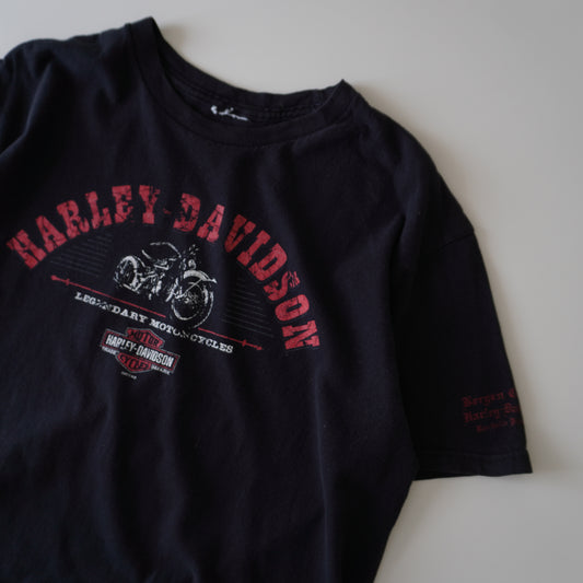 Thrifted – Polera Harley-Davidson 2013 Negra con Letras Rojas | Largo 69 cm | Ancho 58 cm