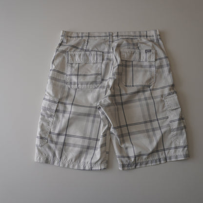 Thrifted – Short Cargo Blanco Lee Dungarees con Líneas Grises y Azul Marino Talla 32 USA | Cintura 54 cm | Largo 54 cm