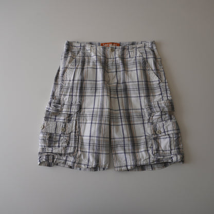 Thrifted – Short Cargo Blanco Lee Dungarees con Líneas Azules y Café Talla 29 USA | Cintura 49 cm | Largo 50 cm