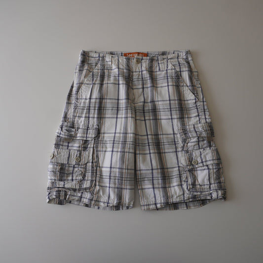 Thrifted – Short Cargo Blanco Lee Dungarees con Líneas Azules y Café Talla 29 USA | Cintura 49 cm | Largo 50 cm