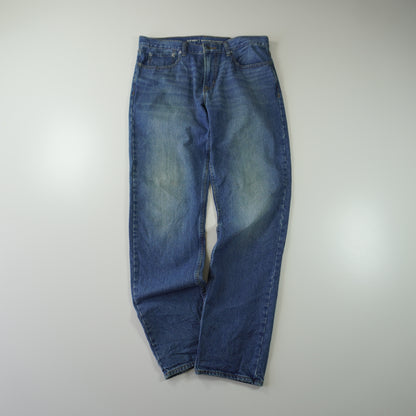 Thrifted – Jean Old Navy Regular Standard Azul Talla 34x— (CL 46 aprox) | Cintura 47 cm | Largo 104 cm | Talón 20 cm