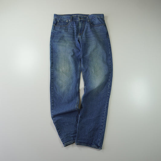 Thrifted – Jean Old Navy Regular Standard Azul Talla 34x— (CL 46 aprox) | Cintura 47 cm | Largo 104 cm | Talón 20 cm