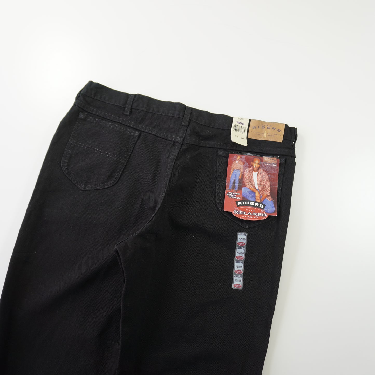 Thrifted – Jean Rider Negro (Nuevo) Talla 42x30 (CL 52/54) | Cintura 110 cm | Largo 54 cm | Talón 24 cm