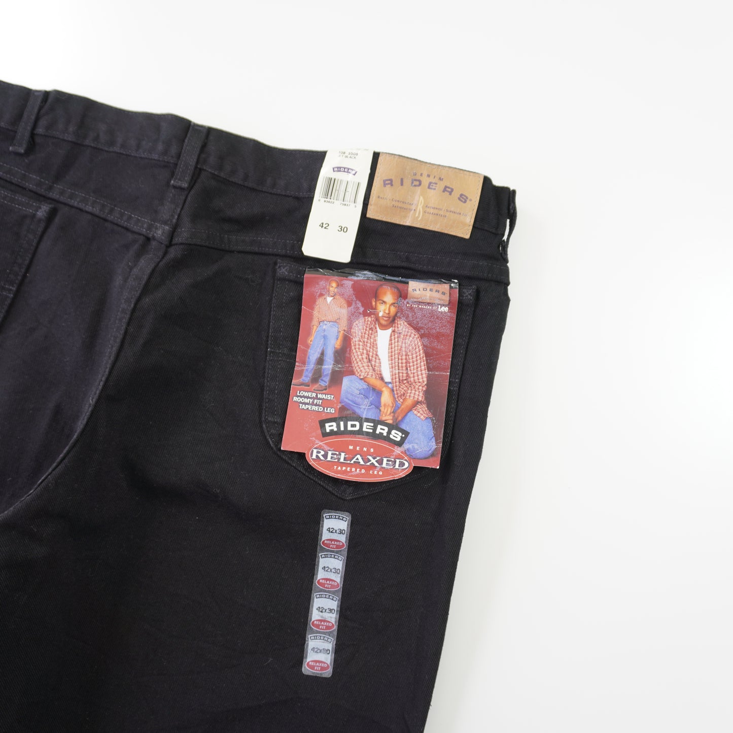 Thrifted – Jean Rider Negro (Nuevo) Talla 42x30 (CL 52/54) | Cintura 110 cm | Largo 54 cm | Talón 24 cm