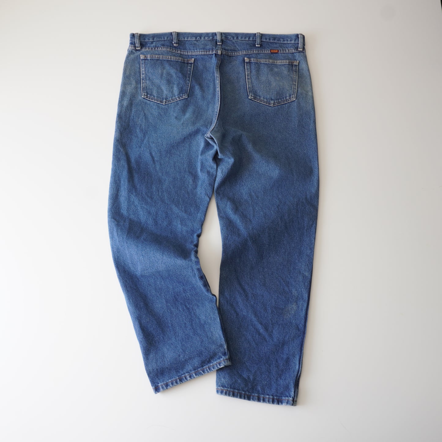 Thrifted – Jean Carpenter Azul Rustler Talla 46x32 (CL 58-60) | Cintura 60 cm | Largo 114 cm | Talón 22 cm