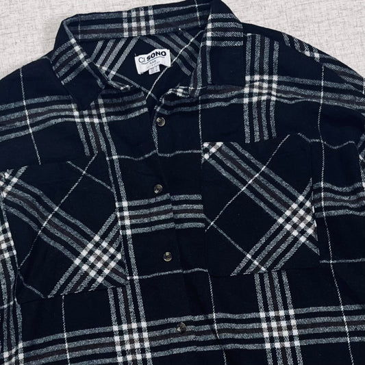 Thrifted – Camisa Franela Negra/Blanco Talla XL/XXL