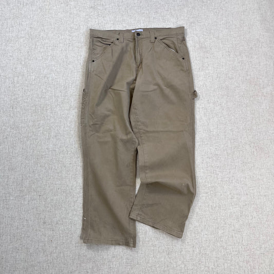 Thrifted – Pantalón Carpenter Saddlebred Café Talla 36x30 (CL L) | Cintura 47 cm | Largo 100 cm | Talón 24 cm