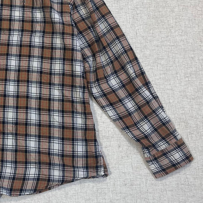 Thrifted – Camisa Invierno Tricolor Café Talla XXL | Hombros 53 cm | Largo 78 cm