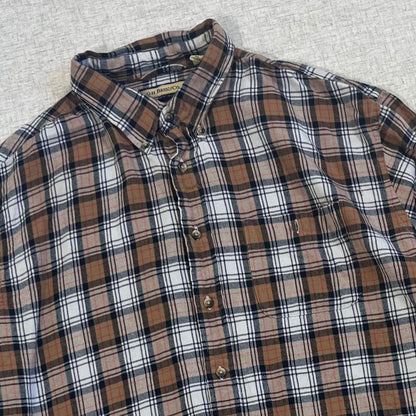Thrifted – Camisa Invierno Tricolor Café Talla XXL | Hombros 53 cm | Largo 78 cm