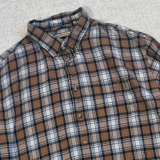 Thrifted – Camisa Invierno Tricolor Café Talla XXL | Hombros 53 cm | Largo 78 cm