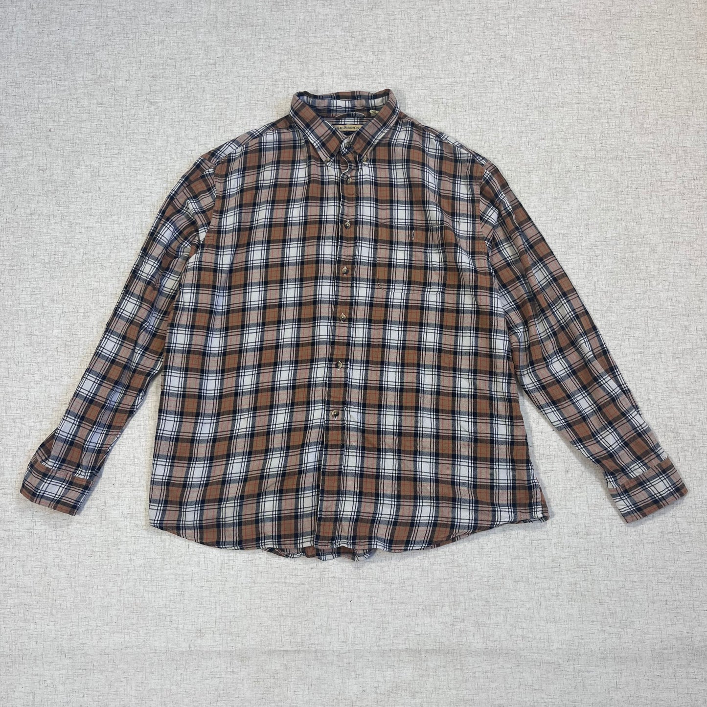 Thrifted – Camisa Invierno Tricolor Café Talla XXL | Hombros 53 cm | Largo 78 cm