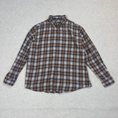 Thrifted – Camisa Invierno Tricolor Café Talla XXL | Hombros 53 cm | Largo 78 cm