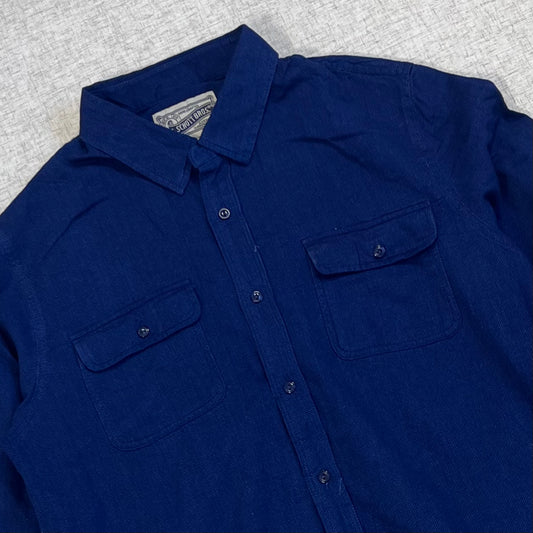 Thrifted – Camisa Invierno Azul Talla XL (CL L aprox.) | Hombros 45 cm | Largo 70 cm