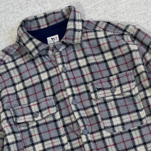 Thrifted – Camisa Leñadora Polar The Black Dog Blanca Talla S (CL S) | Hombros 45 cm | Largo 67 cm