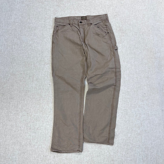 Thrifted – Jean Carpenter Café Claro Schmith Talla 36x34 USA (CL 50–52) | Cintura 47 cm | Largo 114 cm | Talón 24 cm