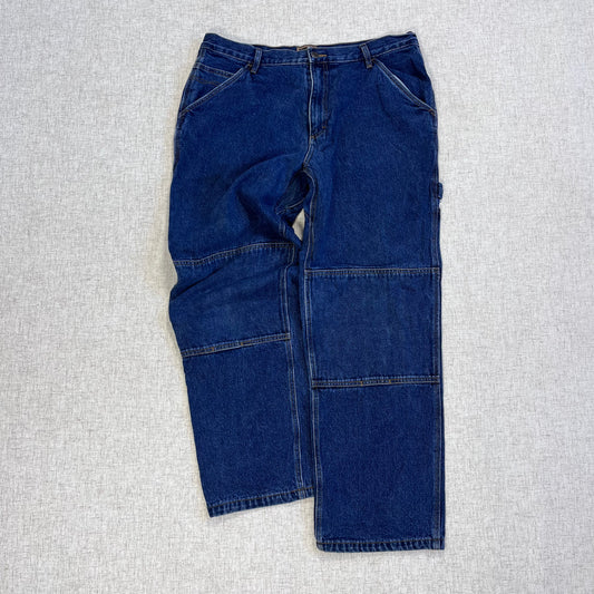 Thrifted – Jean Carpenter Azul Denim Northeast Talla 38x32 USA (CL 52–54) | Cintura 48 cm | Largo 108 cm | Talón 24 cm