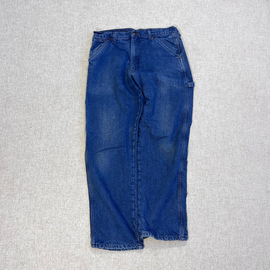 Thrifted – Jean Carpenter Forrado Wrangler Talla 32x32 USA (CL 46–48) | Cintura 42 cm | Largo 105 cm | Talón 24 cm