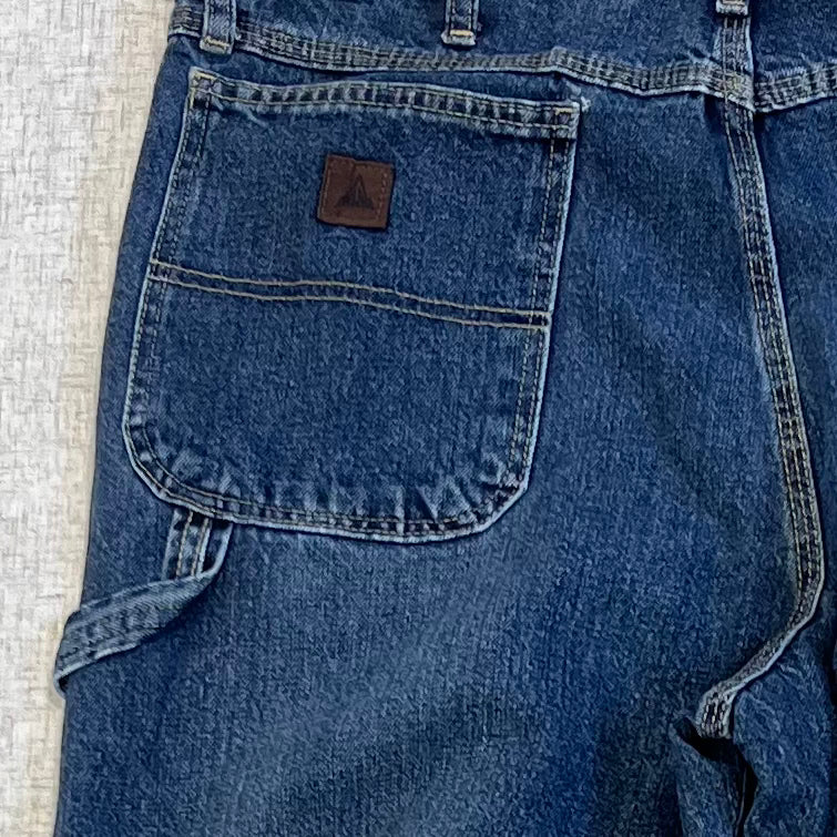 Thrifted – Jean Carpenter Rugged Wrangler Talla 38x30 USA (CL 52–54) | Cintura 48 cm | Largo 105 cm | Talón 21 cm