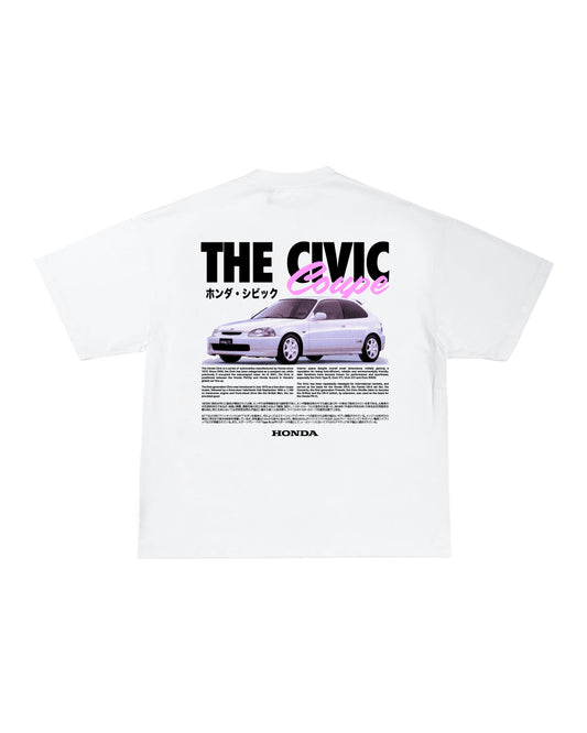 Polera manga corta gruesa - Color Blanco  Leyenda JDM en algodón. 🇯🇵 Civic Coupé